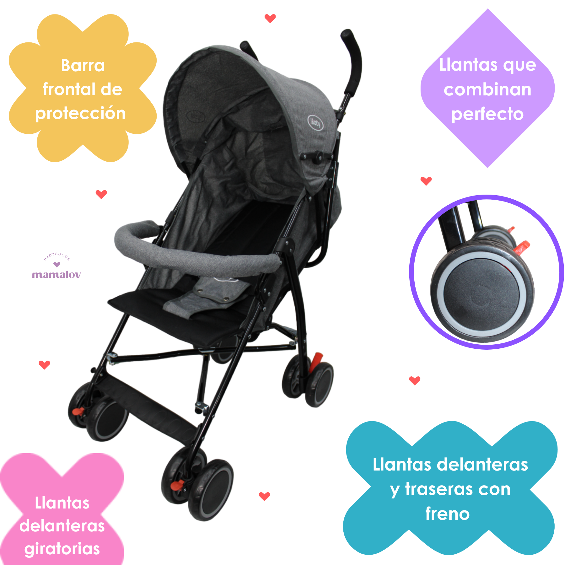 Carriola De Bastón Plegable Para Bebé Lucé Ibaby - Gris