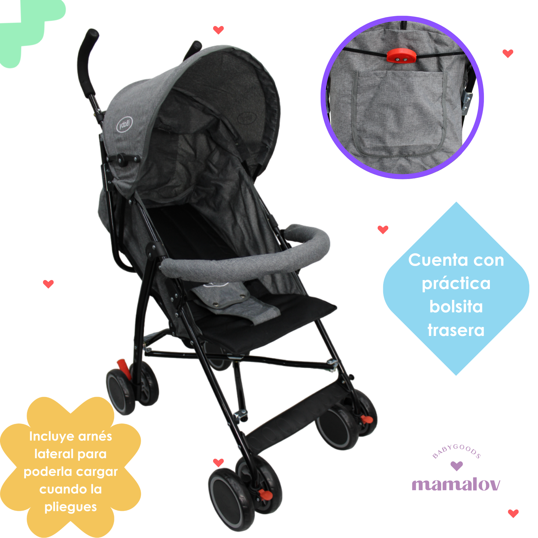 Carriola De Bastón Plegable Para Bebé Lucé Ibaby - Gris