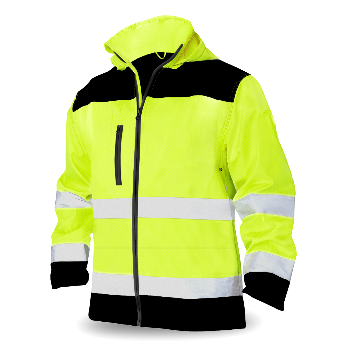 Chamarra Polar thermic de trabajo impermeable con reflejante alta visibilidad Bk safety products 5 tallas disponibles.