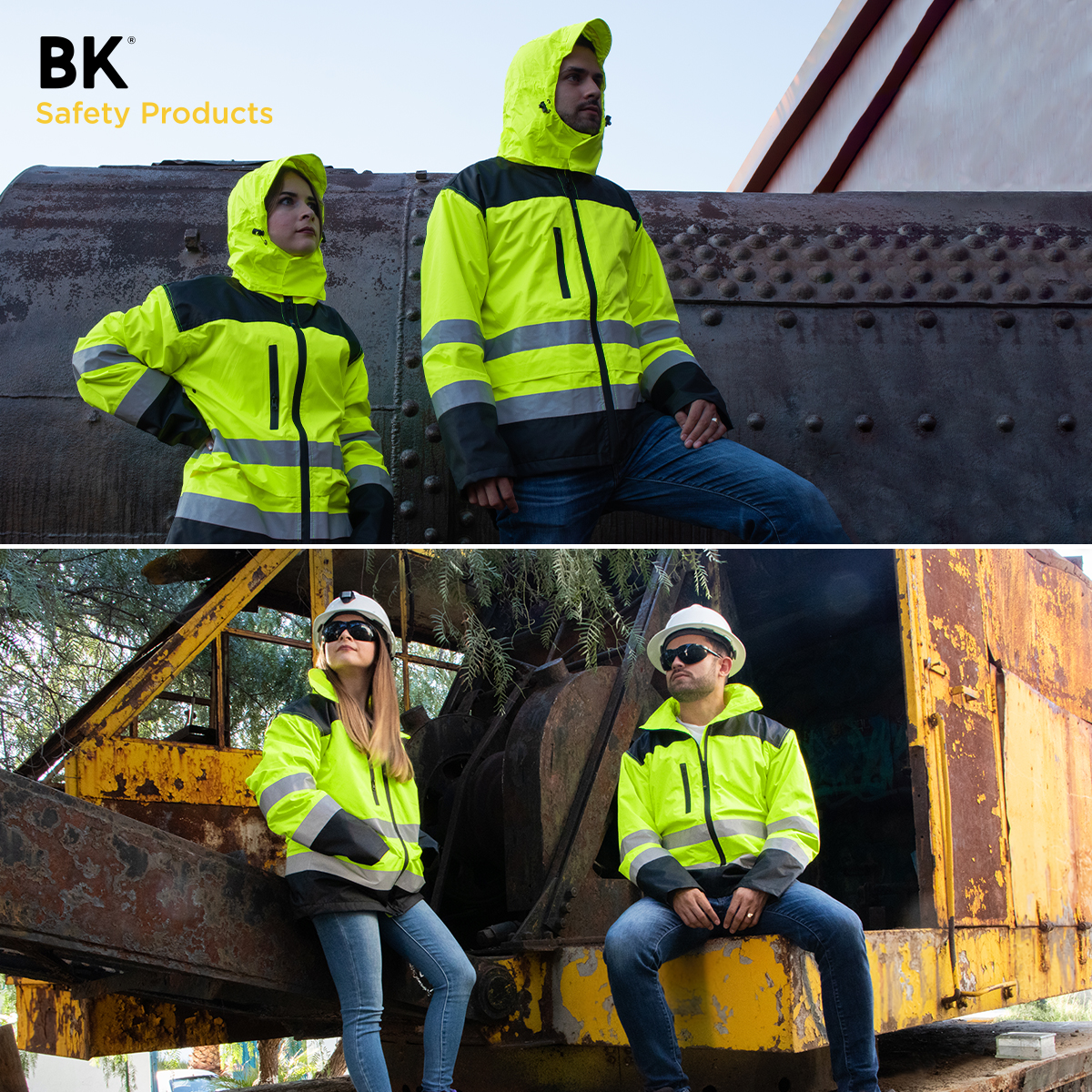 Chamarra Polar thermic de trabajo impermeable con reflejante alta visibilidad Bk safety products 5 tallas disponibles.