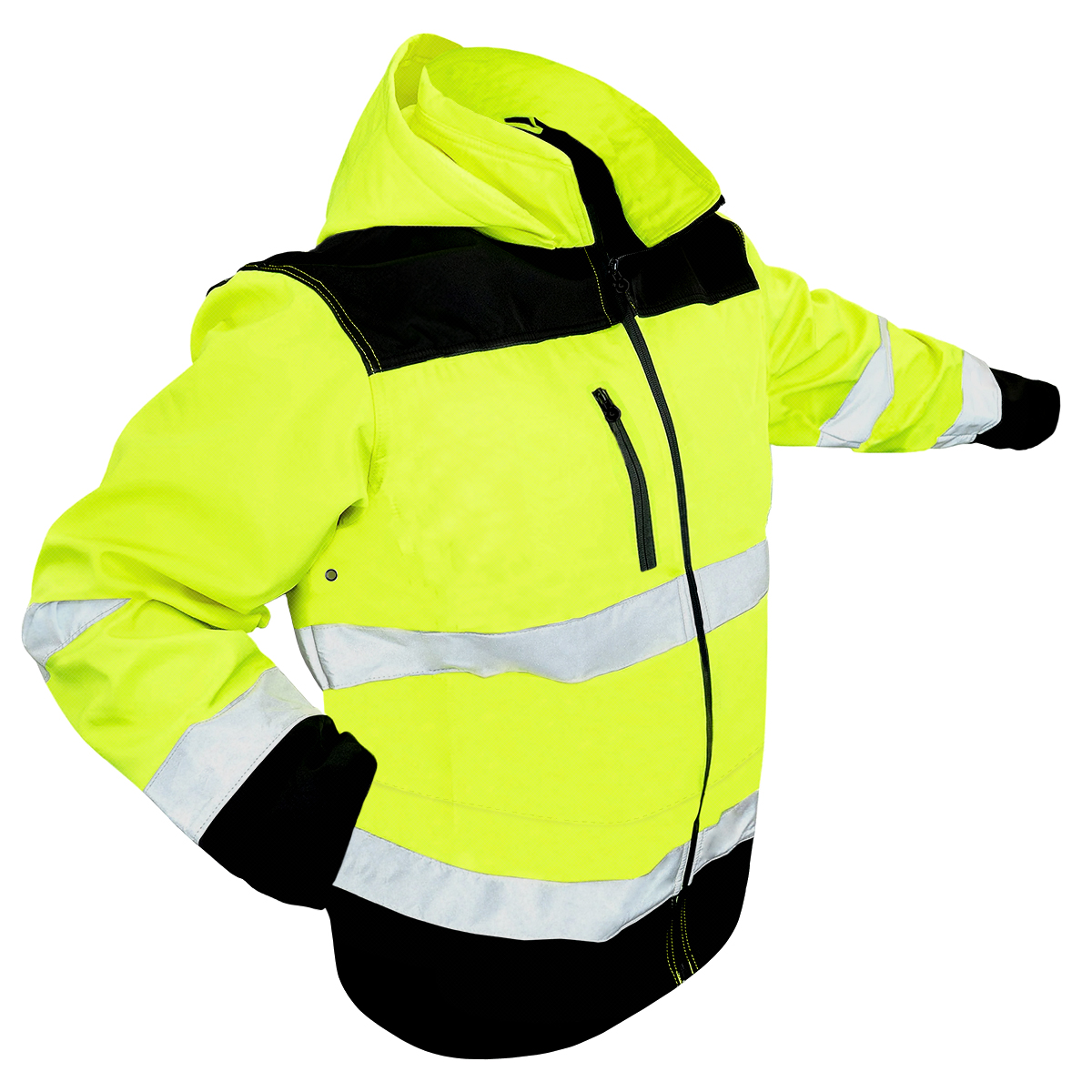 Chamarra Polar thermic de trabajo impermeable con reflejante alta visibilidad Bk safety products 5 tallas disponibles.