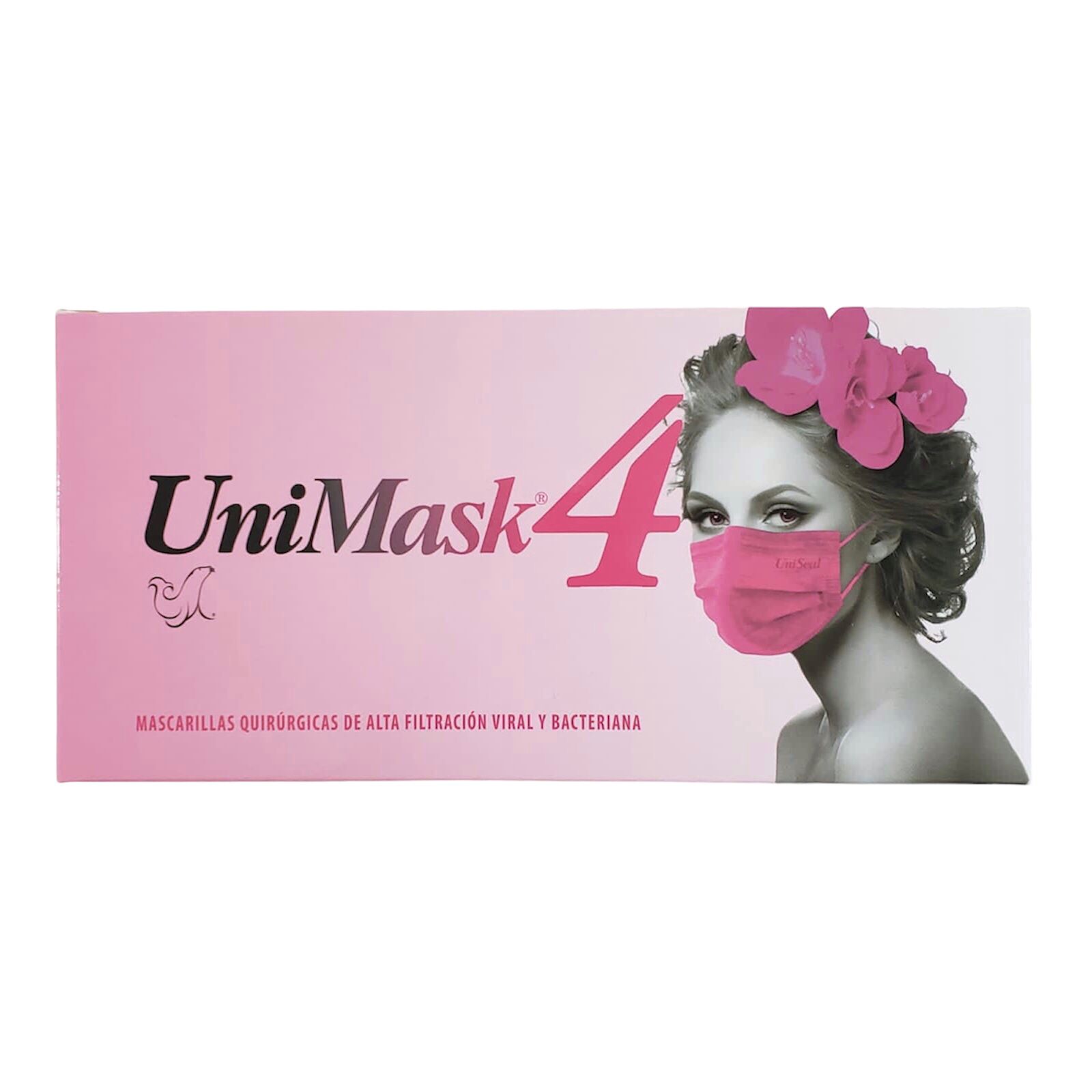 Cubrebocas Unimask 4 Capas Rosa 50pz