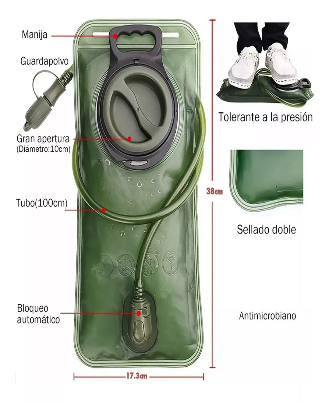 Bolsa Hidratación A Prueba De Fugas, Vejiga Agua 2l Camping.