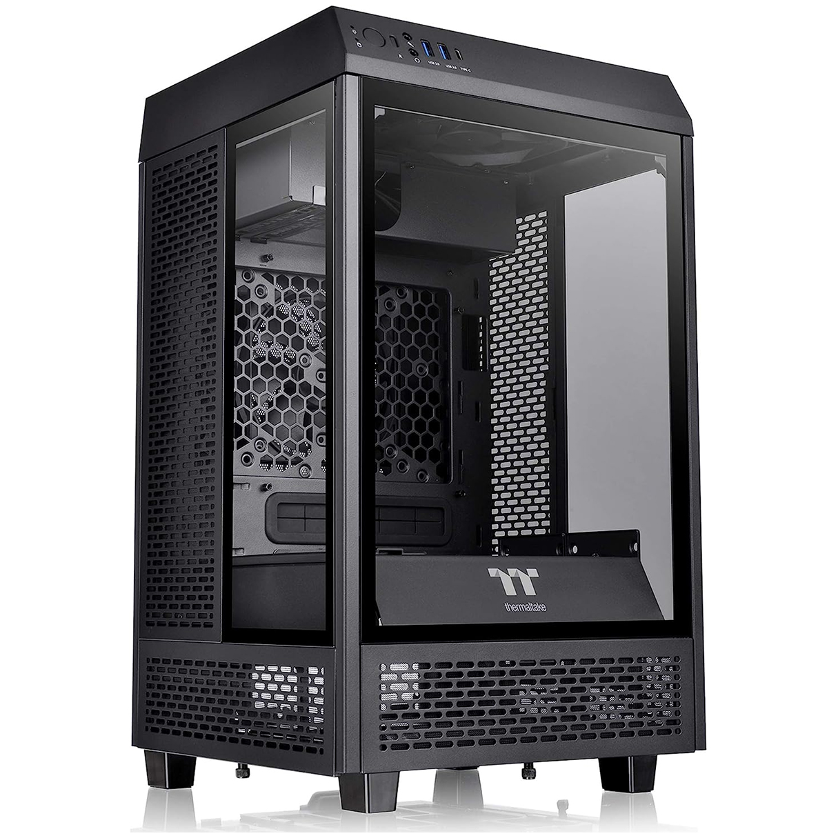 Gabinete Gamer THERMALTAKE The Tower 100 Mini ITX Cristal Templado Negro CA-1R3-00S1WN-00 