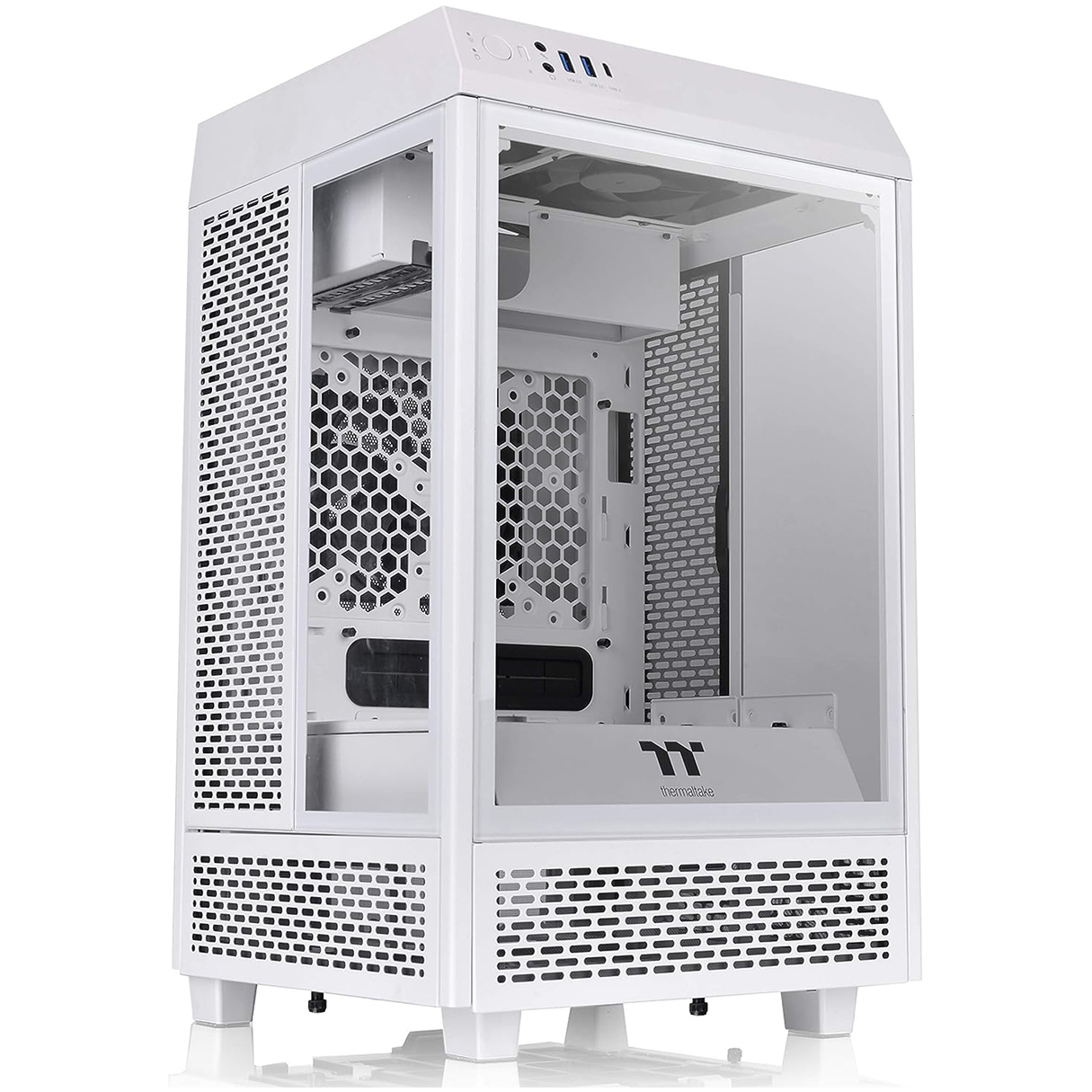 Gabinete Gamer THERMALTAKE The Tower 100 Mini ITX Mini Torre 2 Fan Cristal Templado USB-C Blanco 