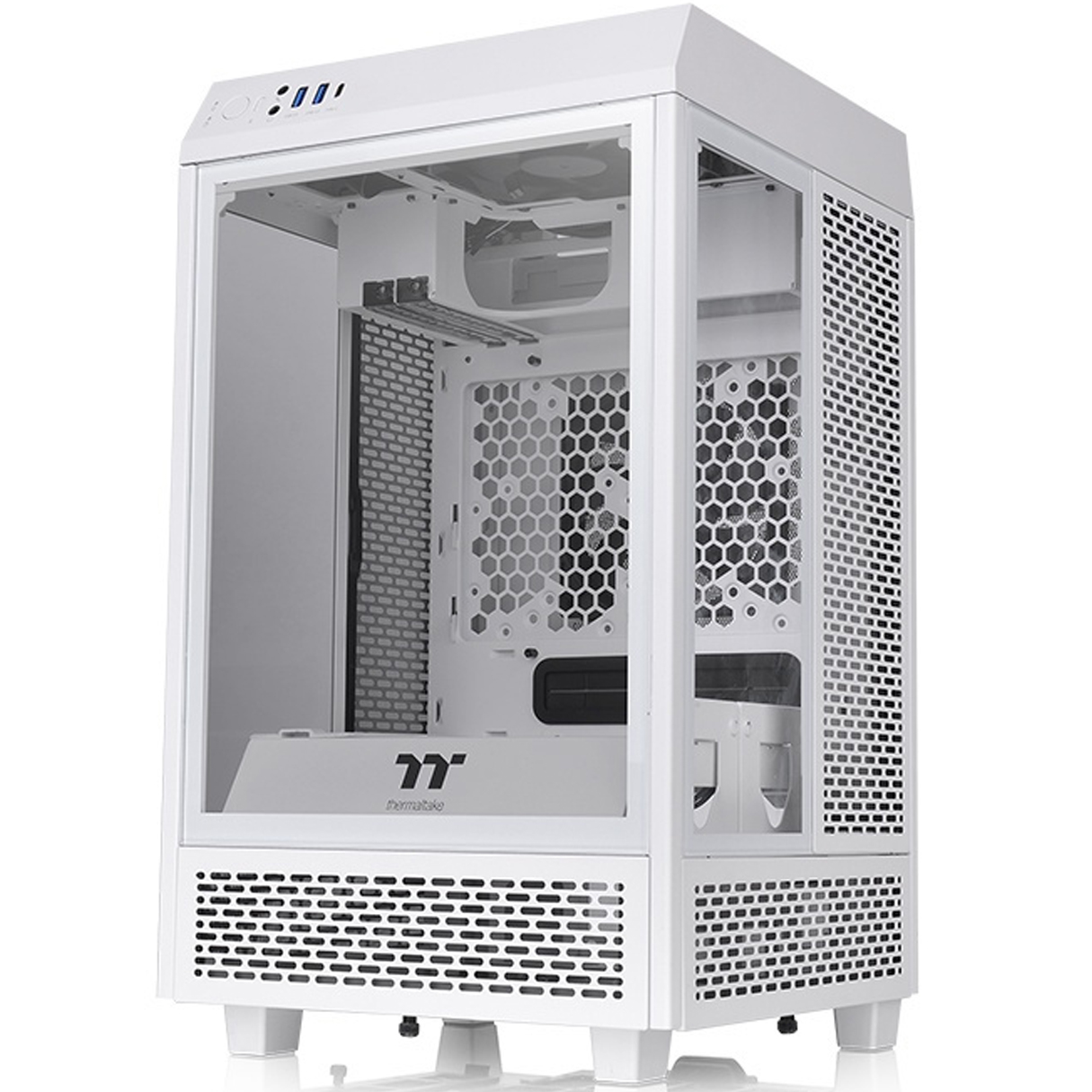 Gabinete Gamer THERMALTAKE The Tower 100 Mini ITX Mini Torre 2 Fan Cristal Templado USB-C Blanco 