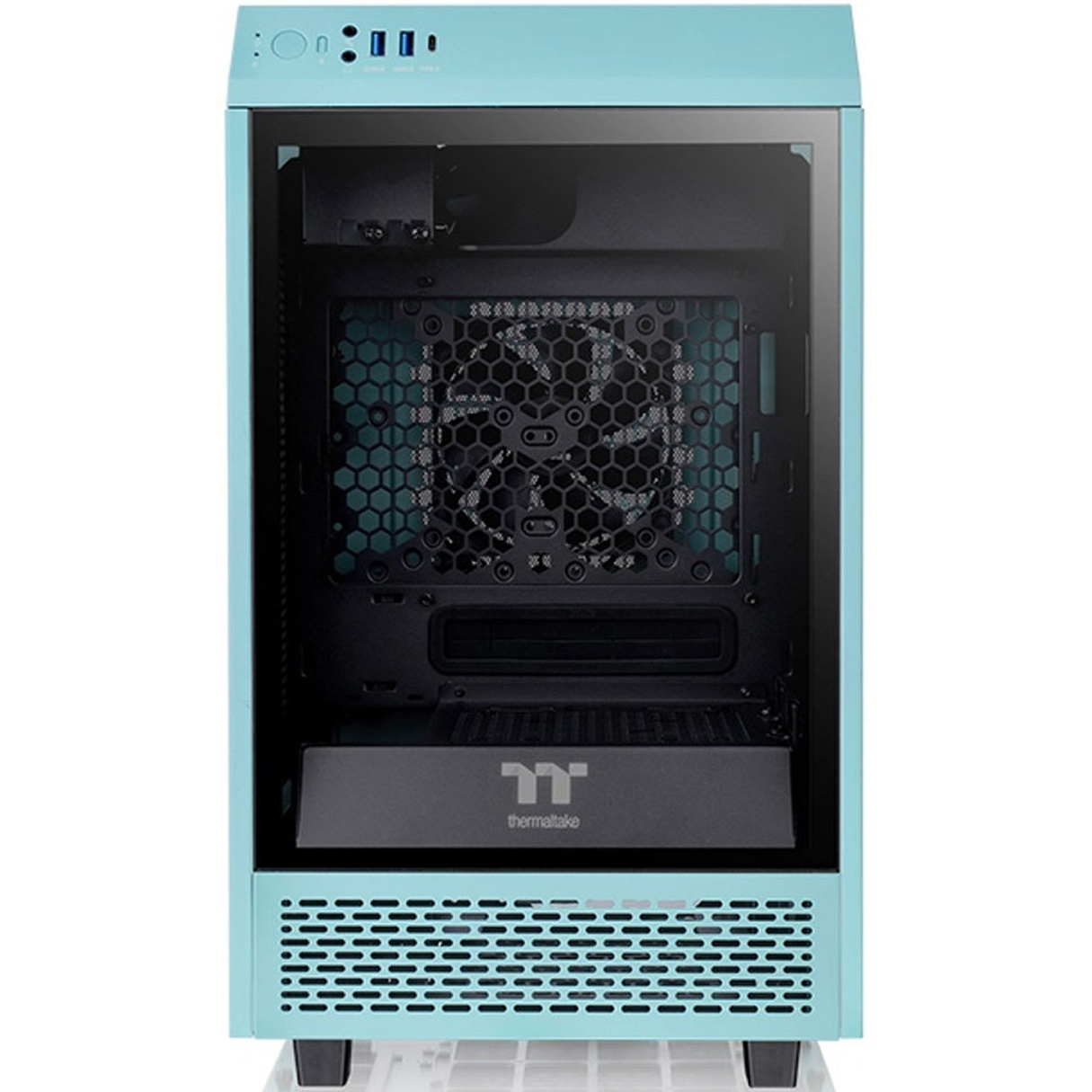 Gabinete Gamer THERMALTAKE The Tower 100 Mini ITX Mini Torre 2 Fan Cristal Templado USB-C Turquesa 