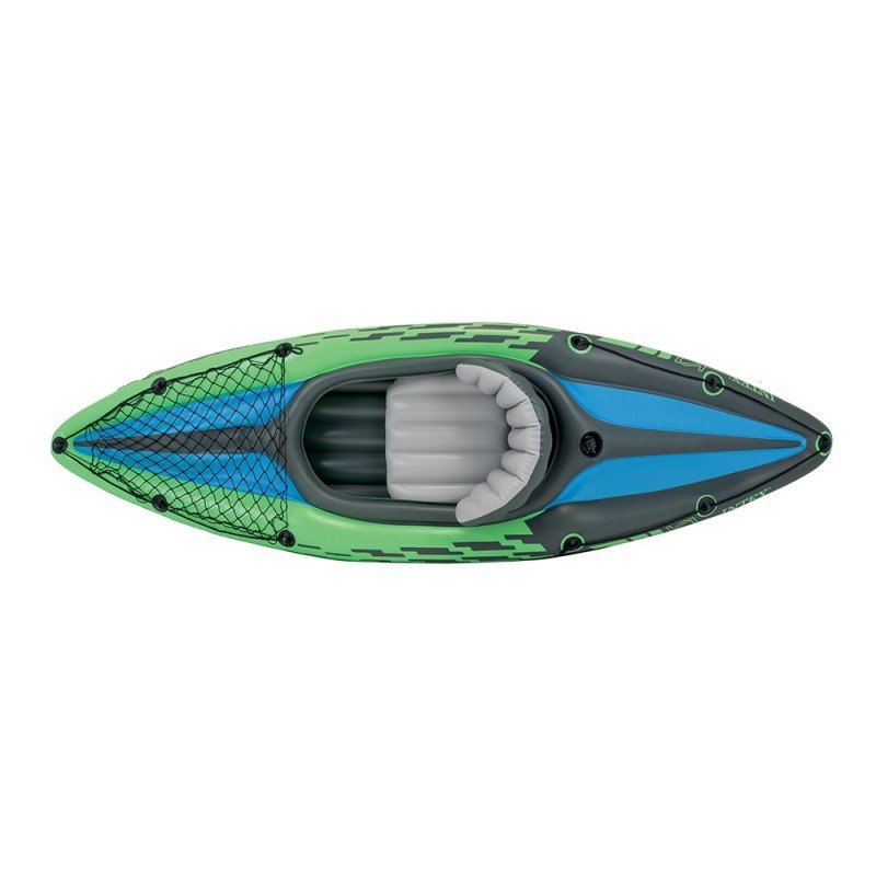 Kayak Inflable Challenger 1 Persona + Remo + Inflador Intex Color Verde