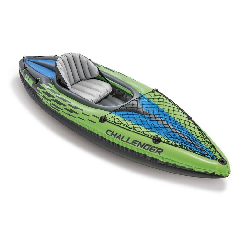 Kayak Inflable Challenger 1 Persona + Remo + Inflador Intex Color Verde