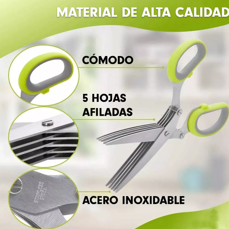 Tijeras Multicorte Cocina Picar Especias Acero Inoxidable