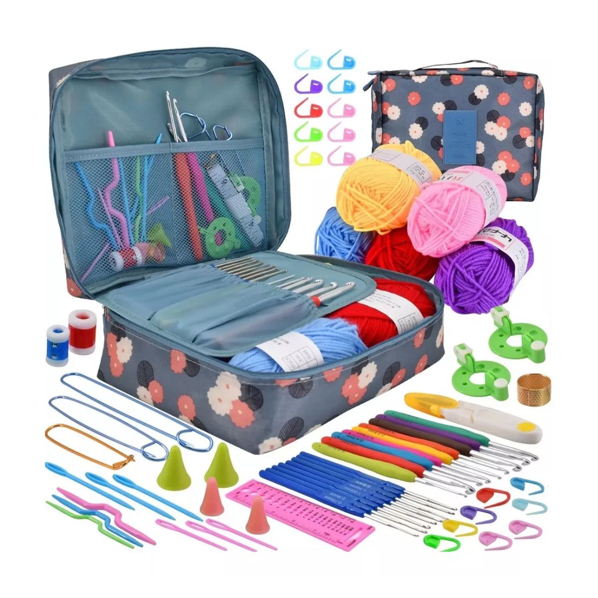 Kit De Ganchos Y Accesorios Tejer Al Crochet ,con Estambres