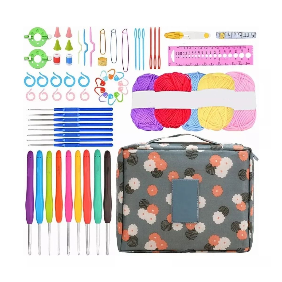 Kit De Ganchos Y Accesorios Tejer Al Crochet ,con Estambres