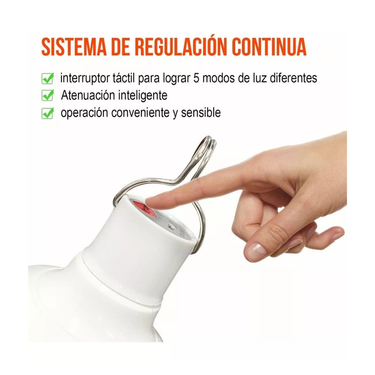 Lámpara Foco Led Portatil Recargable Emergencia Usb Blanco