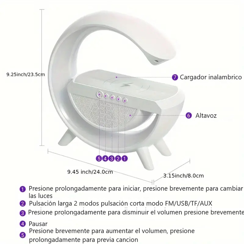 Cargador inalambrico lampara led inteligente