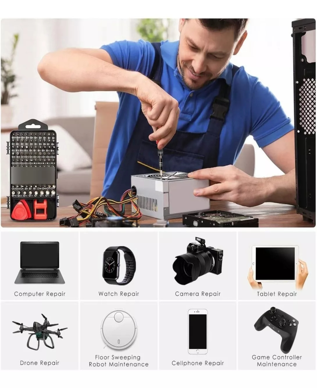 Kit De Desarmador Herramientas Reparo Precisión Pc 115 En 1