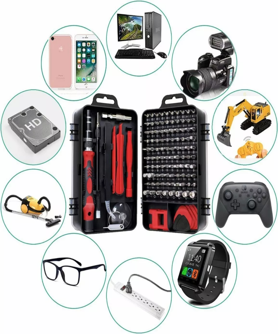 Kit De Desarmador Herramientas Reparo Precisión Pc 115 En 1