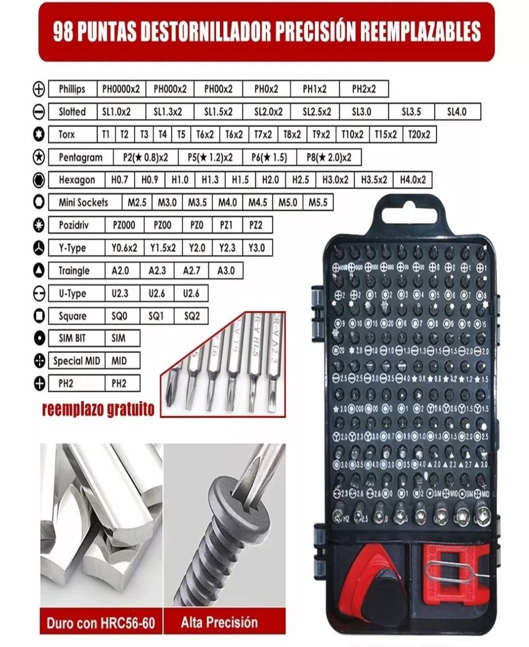 Kit De Desarmador Herramientas Reparo Precisión Pc 115 En 1