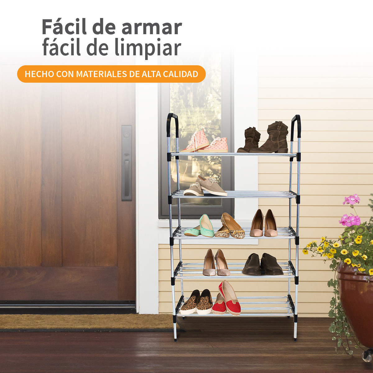 Organizador Zapatera de Estante Tubular 5 Niveles Galvanizada