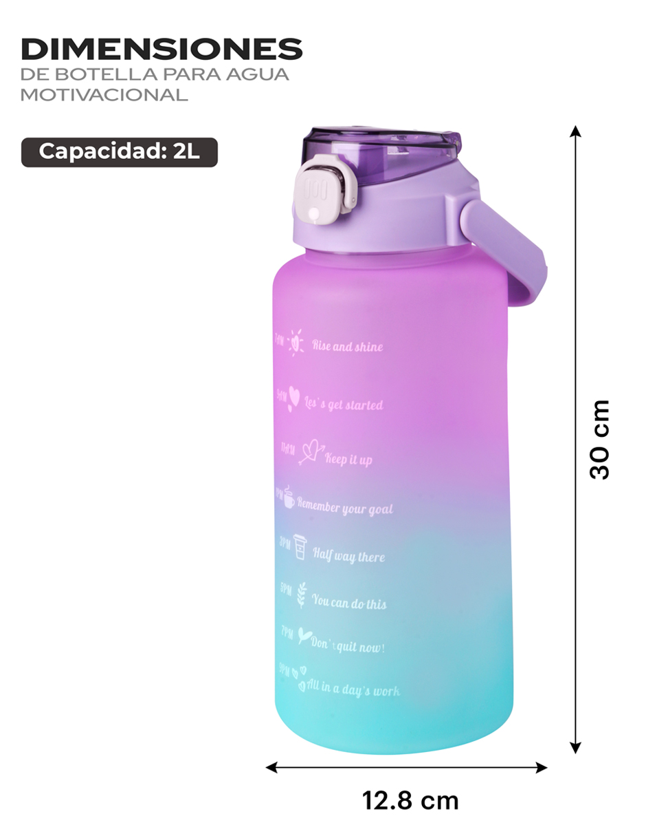 Botella De Agua Deportiva 2 L Diseño Motivacional Medidas - Variante Color  Rosa — Atrix