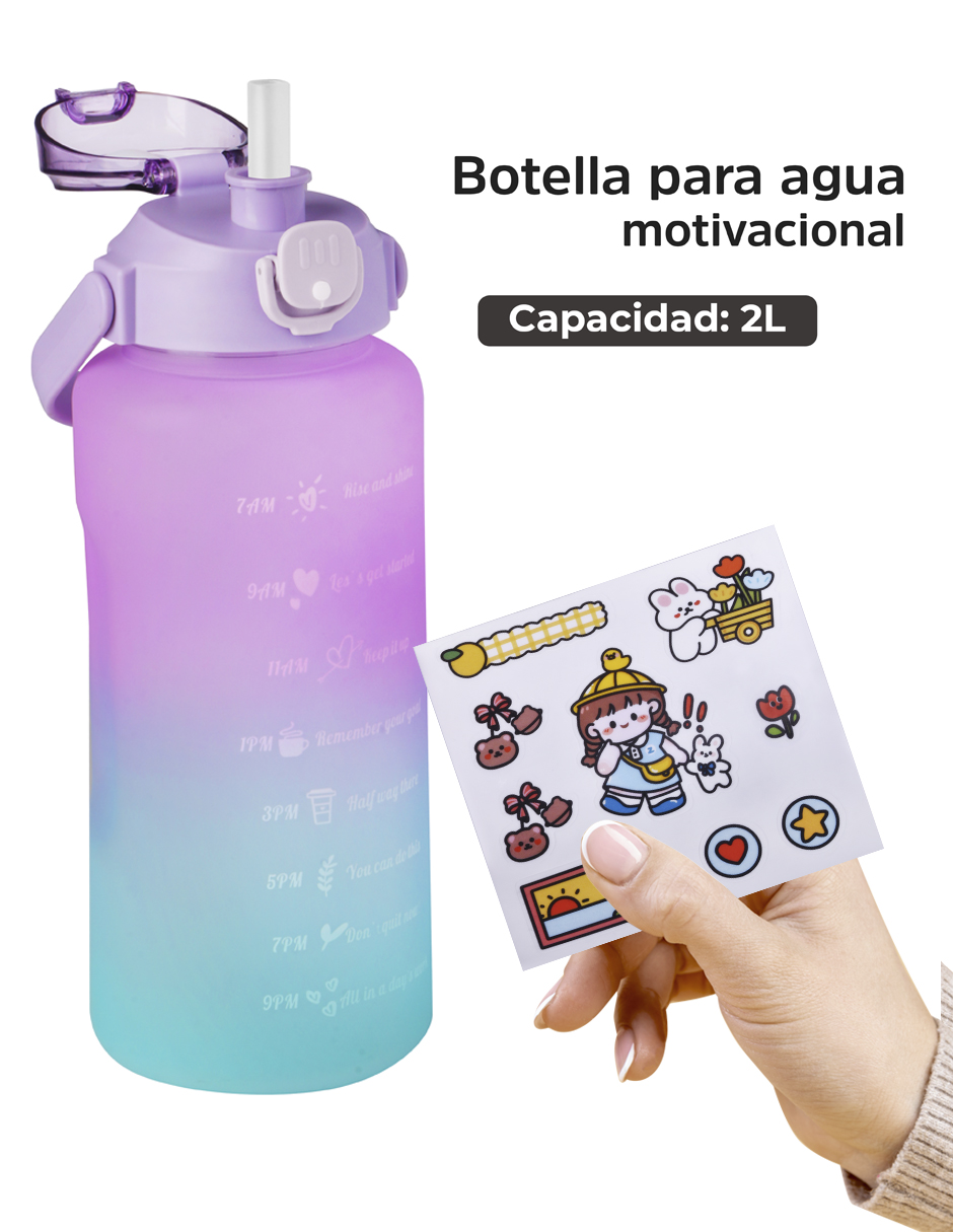 Botella Motivacional Deportiva De Agua 2 Litros Ag Box