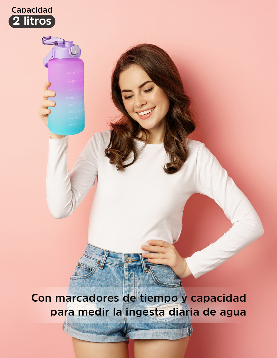 Botella Motivacional Deportiva De Agua 2 Litros Ag Box