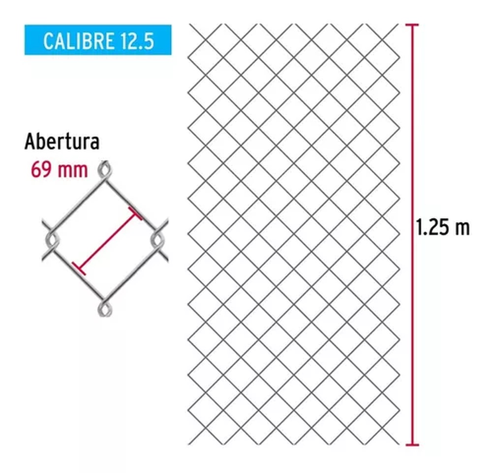 ROLLO DE MALLA CICLÓNICA DE ACERO GALVANIZADO, 20 M, CALIBRE 12.5 42958