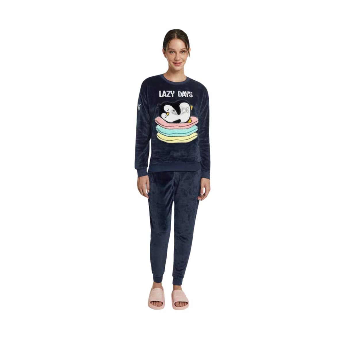 Pijama de 2 piezas color azul marino para mujer, marca Love to Lounge, mod. 1091531