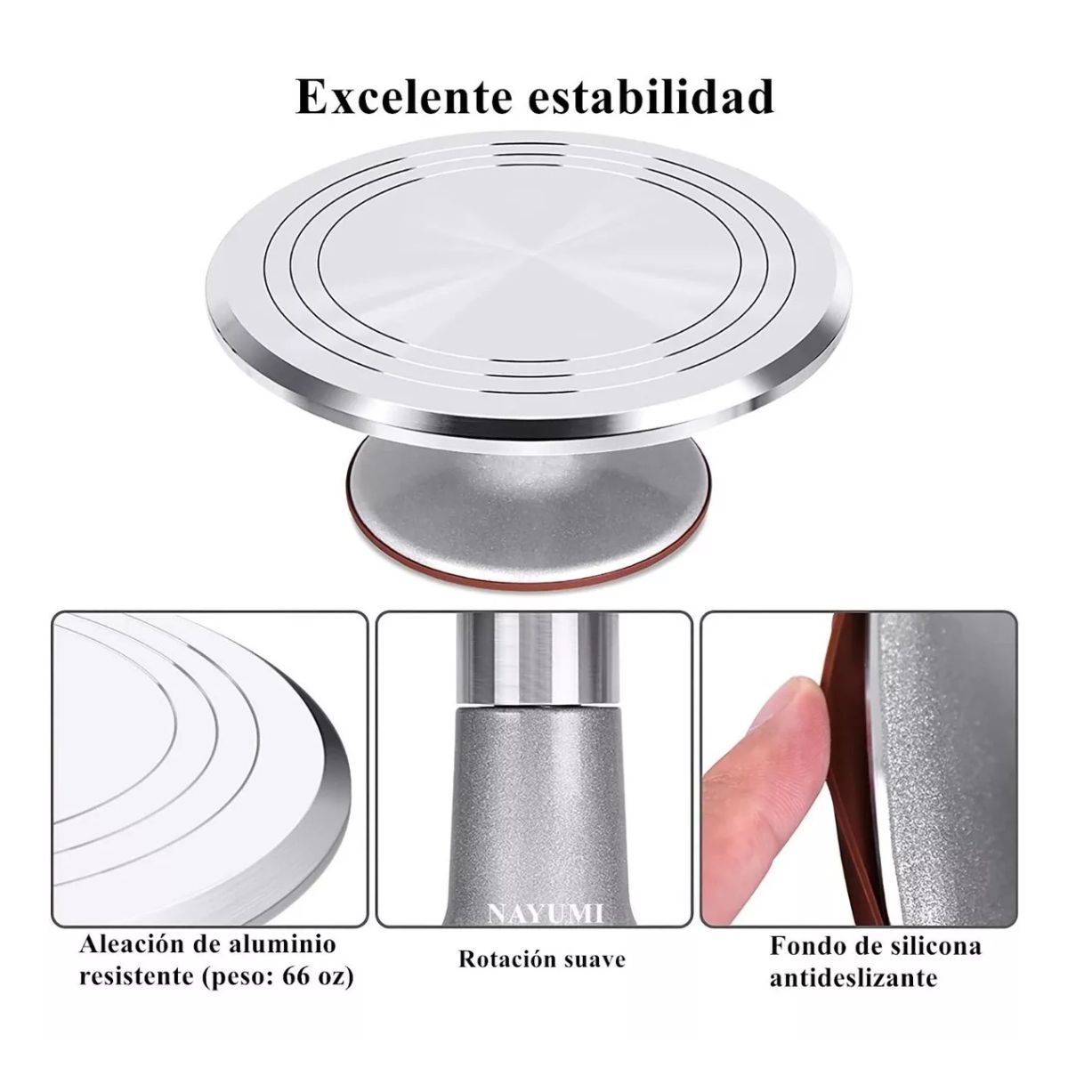 Set Base Giratoria Metálica P/decoración Pastel Duyas Espátu