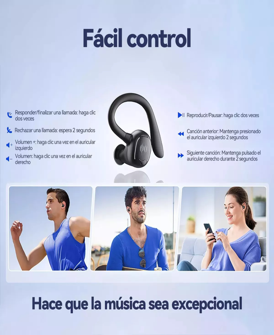 Auriculares Deportivos Bluetooth Impermeables Con Gancho