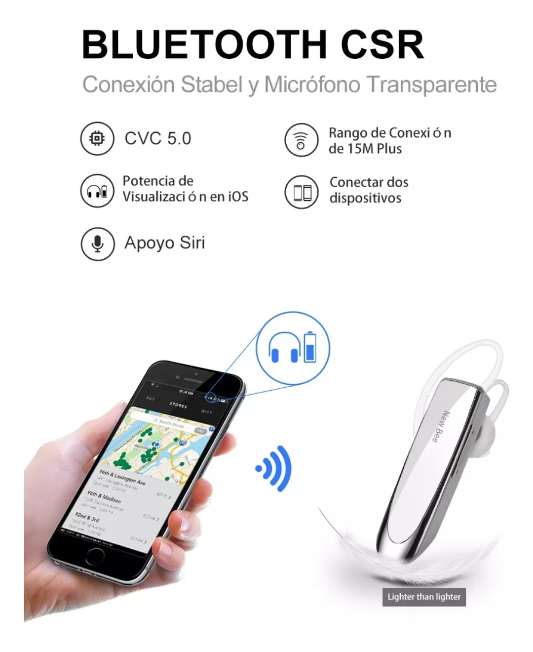 Audífonos Monoaurales Bluetooth New Bee De Manos Libres