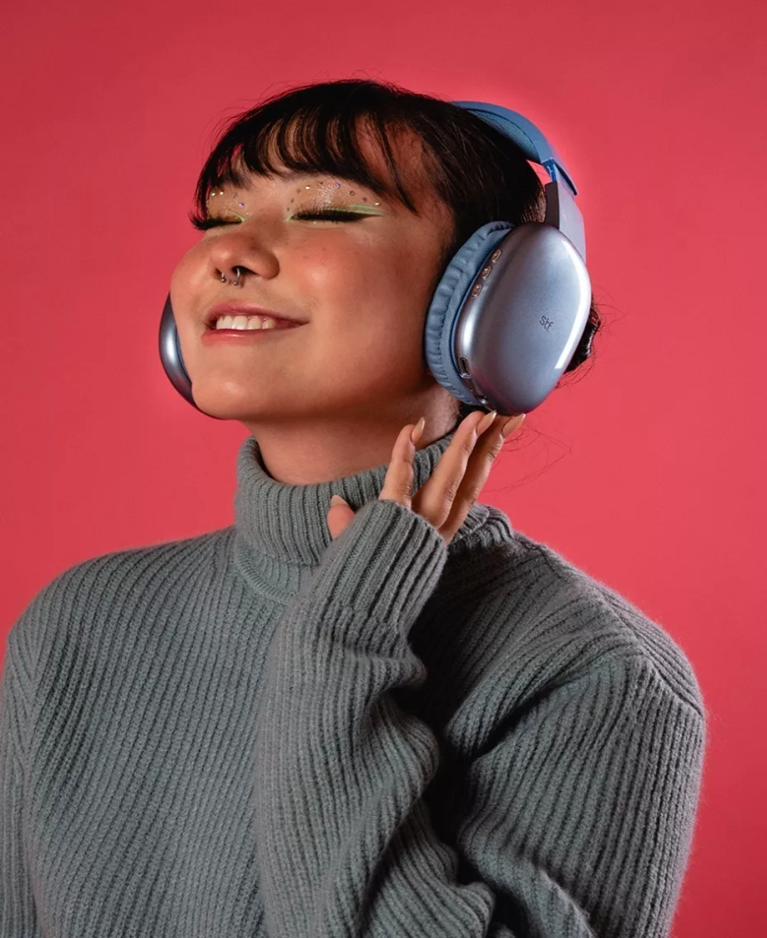 Audífonos Inalámbricos Over Ear Aurum Stf Color Azu