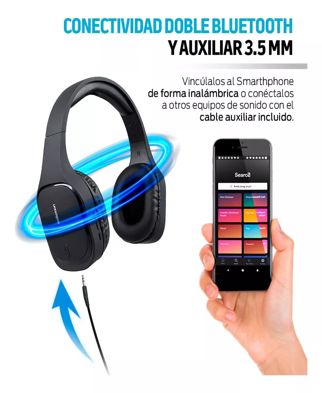 Redlemon Audífonos Bluetooth Inalámbricos Hd De Diadema Color Negro