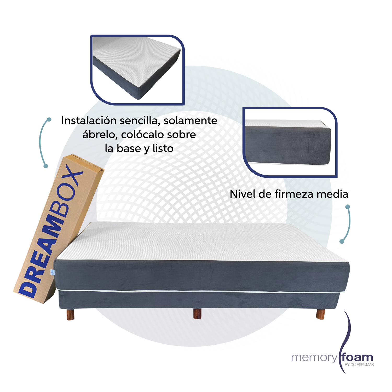 Memory Foam Dreambox Colchón En Caja, Individual