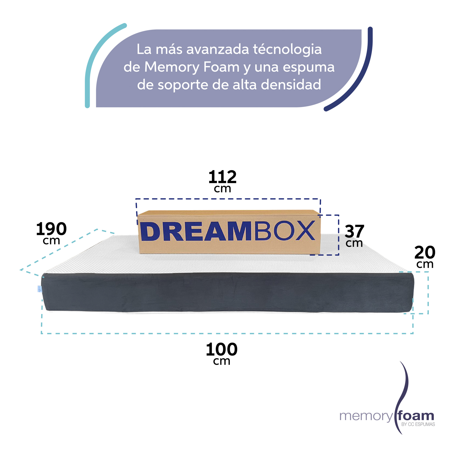 Memory Foam Dreambox Colchón En Caja, Individual