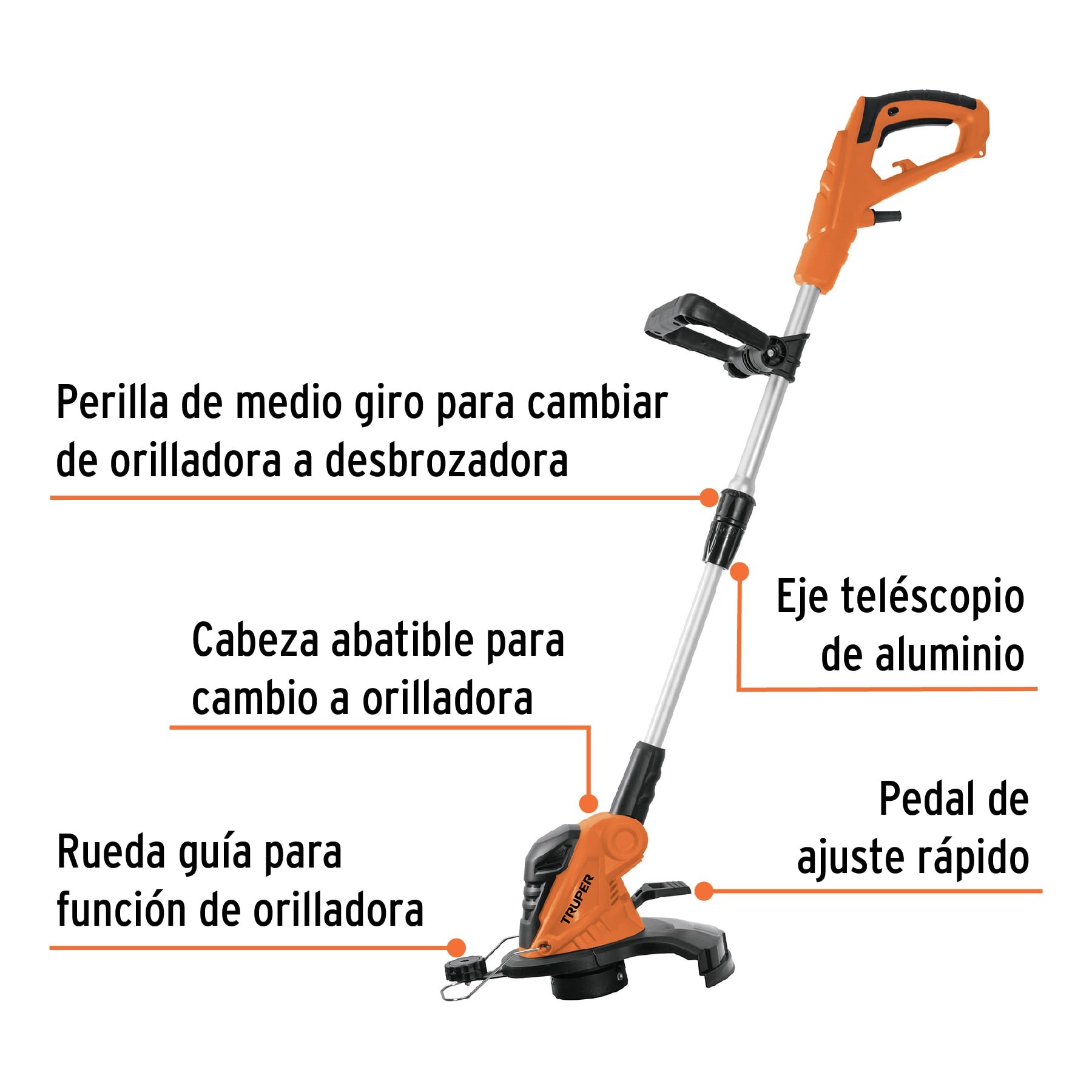 DESBROZADORA ELÉCTRICA 550 W MANGO "D", 13" CORTE, TRUPER 101263