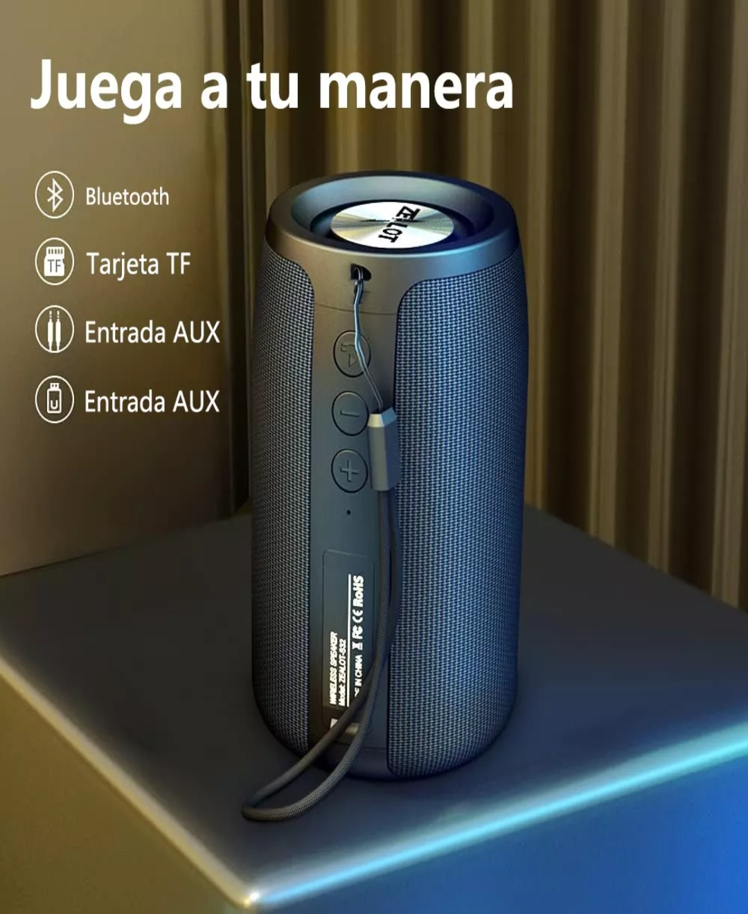 Bocina Zealot S32 portátil con bluetooth y wifi negra