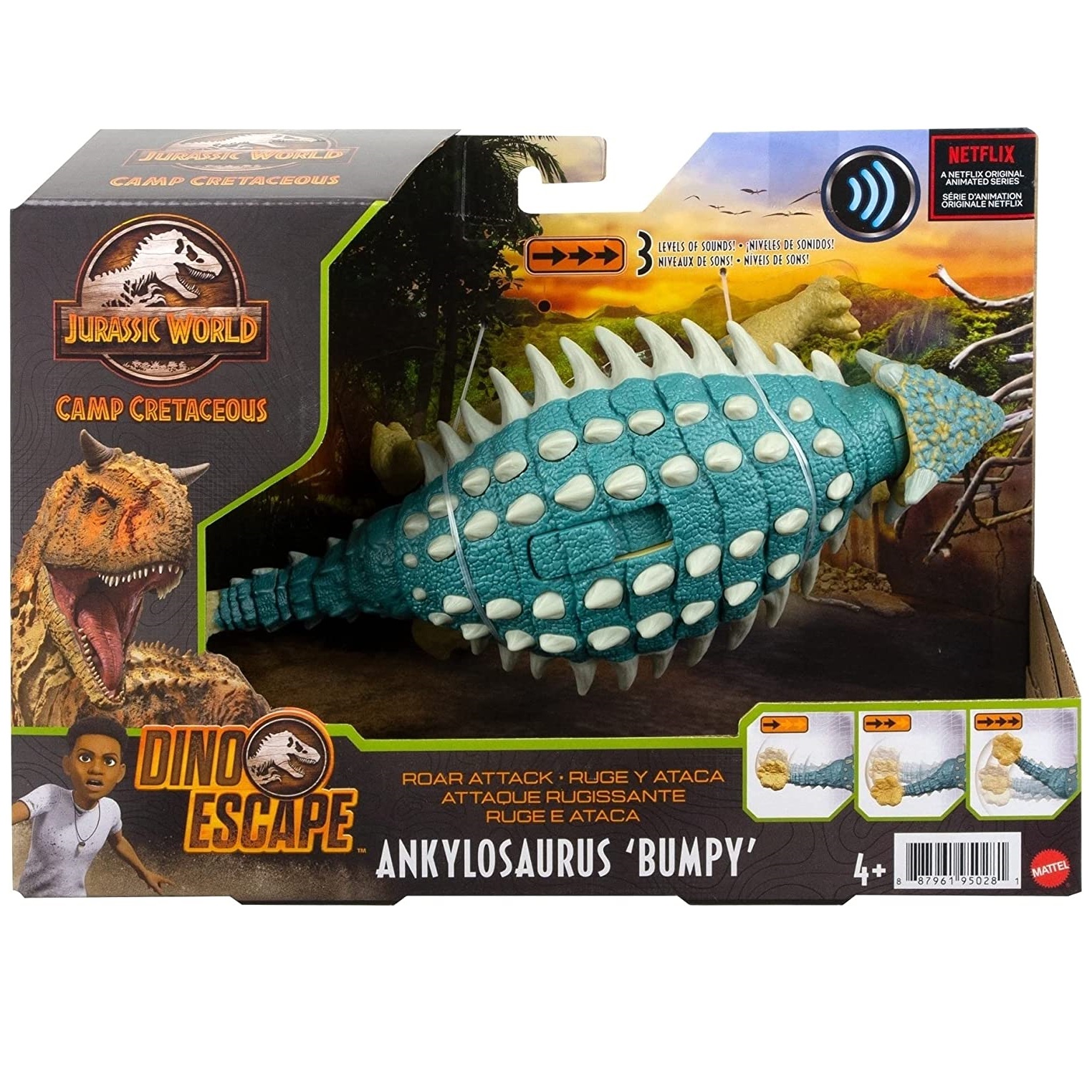 Ankylosaurus Jurassic World Ruge y Ataca Figura de Accion Mattel