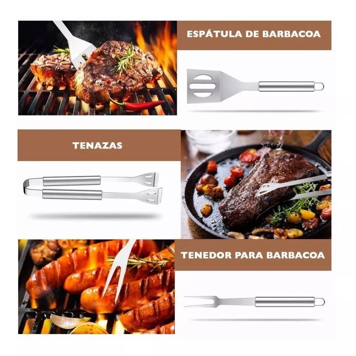 Kit de parrilla Acero 9 piezas