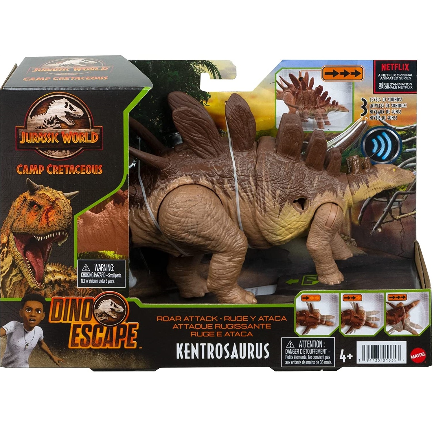 Kentrosaurus Jurassic World, Kentrosaurus, Ruge y Ataca, Juguete para niños de 4 años en adelante Jurassic PARK