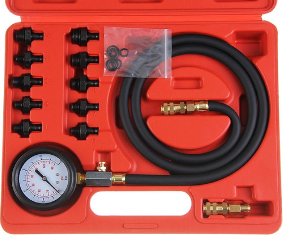 Kit De Manómetro Para Medir La Presión De Aceite Del Motor Estuche Rojo Herramientas Negras 