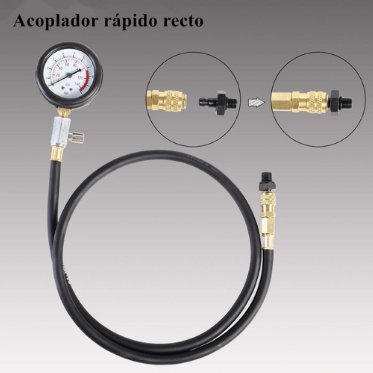Kit De Manómetro Para Medir La Presión De Aceite Del Motor Estuche Rojo Herramientas Negras 