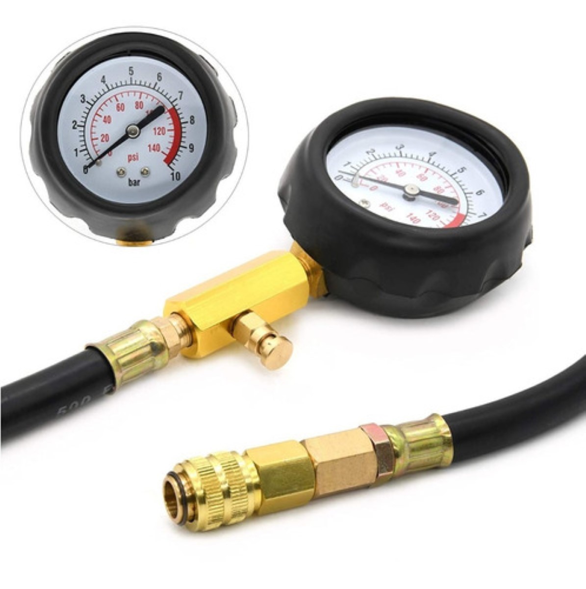 Kit De Manómetro Para Medir La Presión De Aceite Del Motor Estuche Rojo Herramientas Negras 