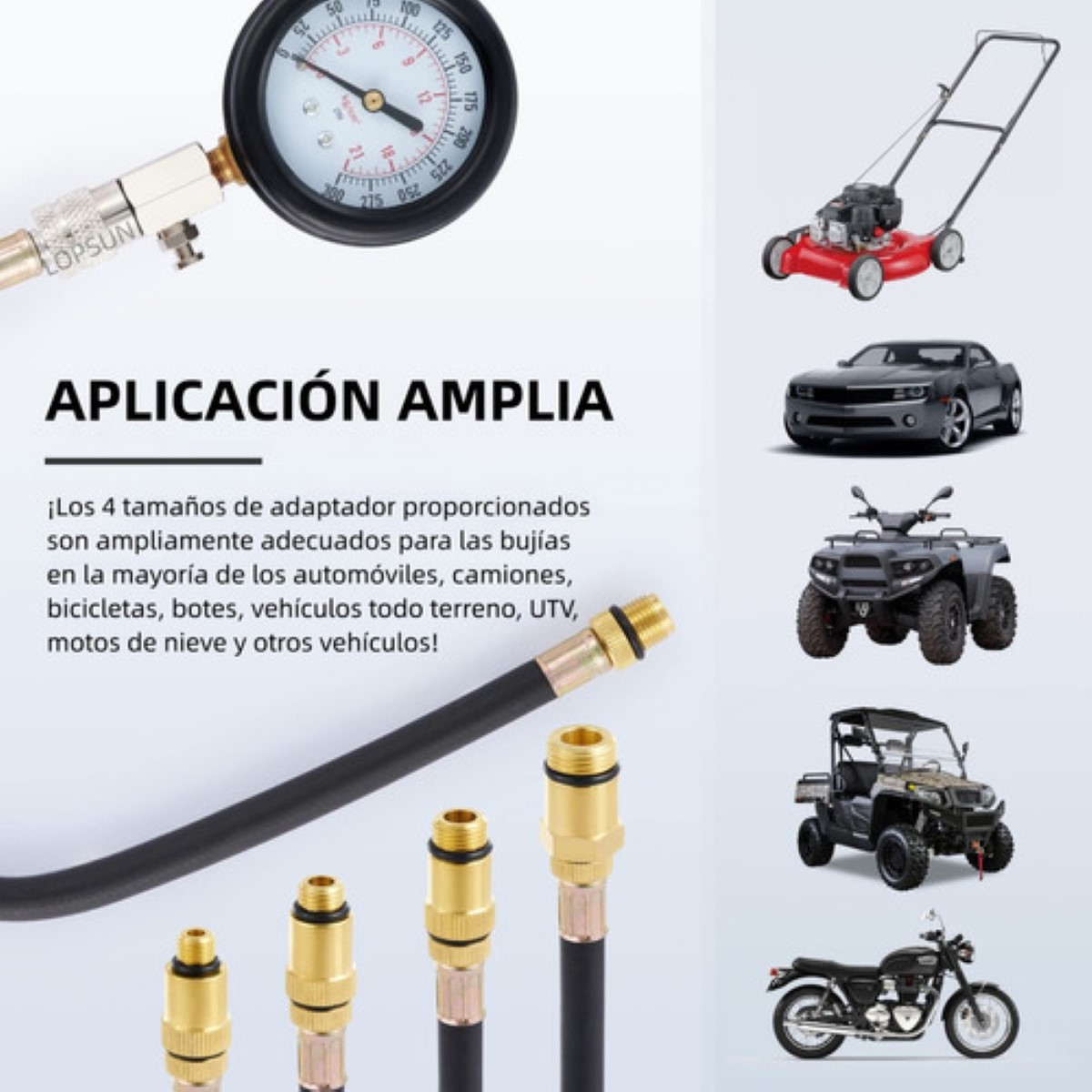 Medidor Compresión Cilindro Motor Gasolina Manómetro Presión 9pc Rojo Heramientas Negro/Dorado