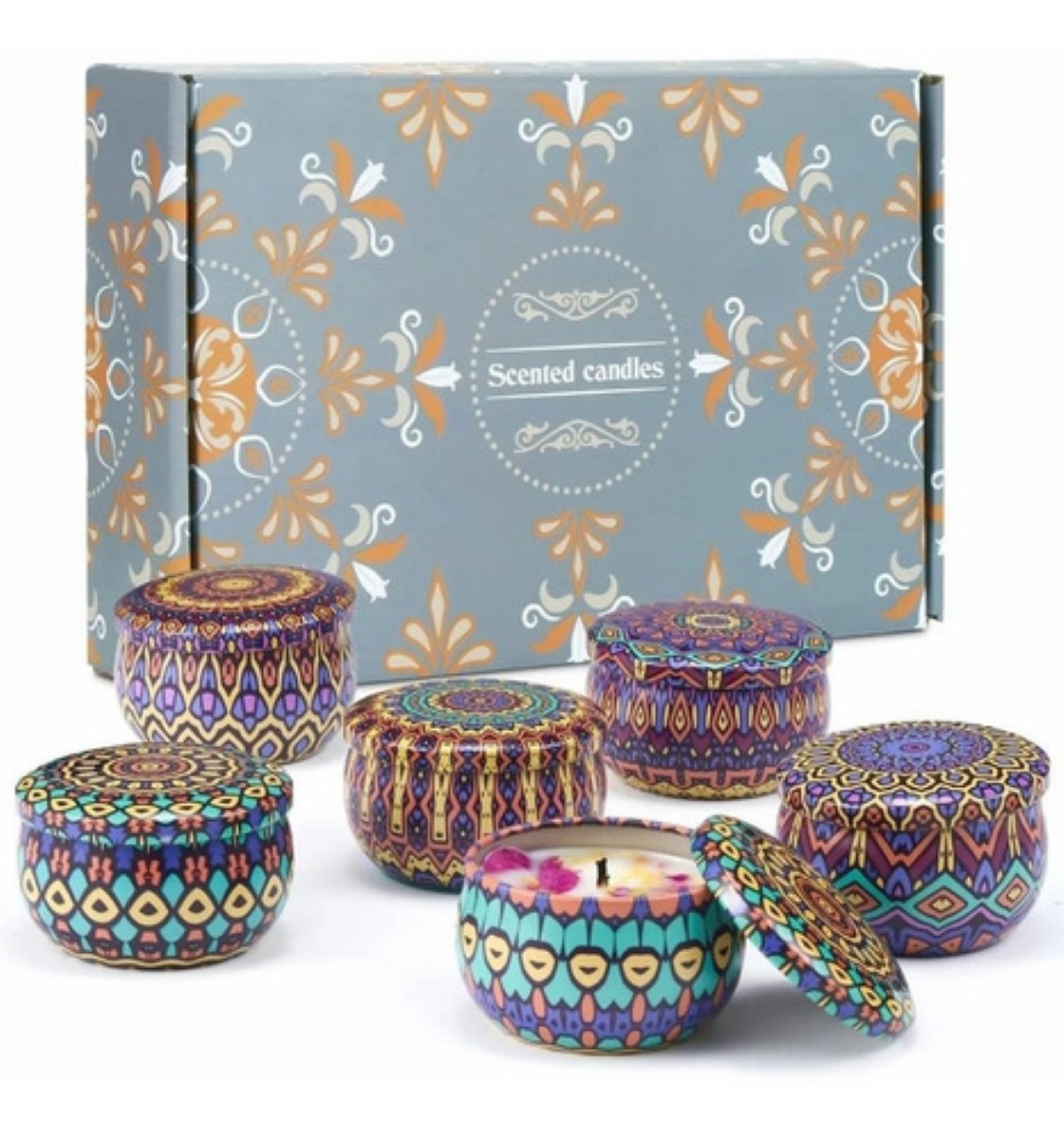 6 Piezas Velas Aromáticas De Cera De Soja Con Pétalos 