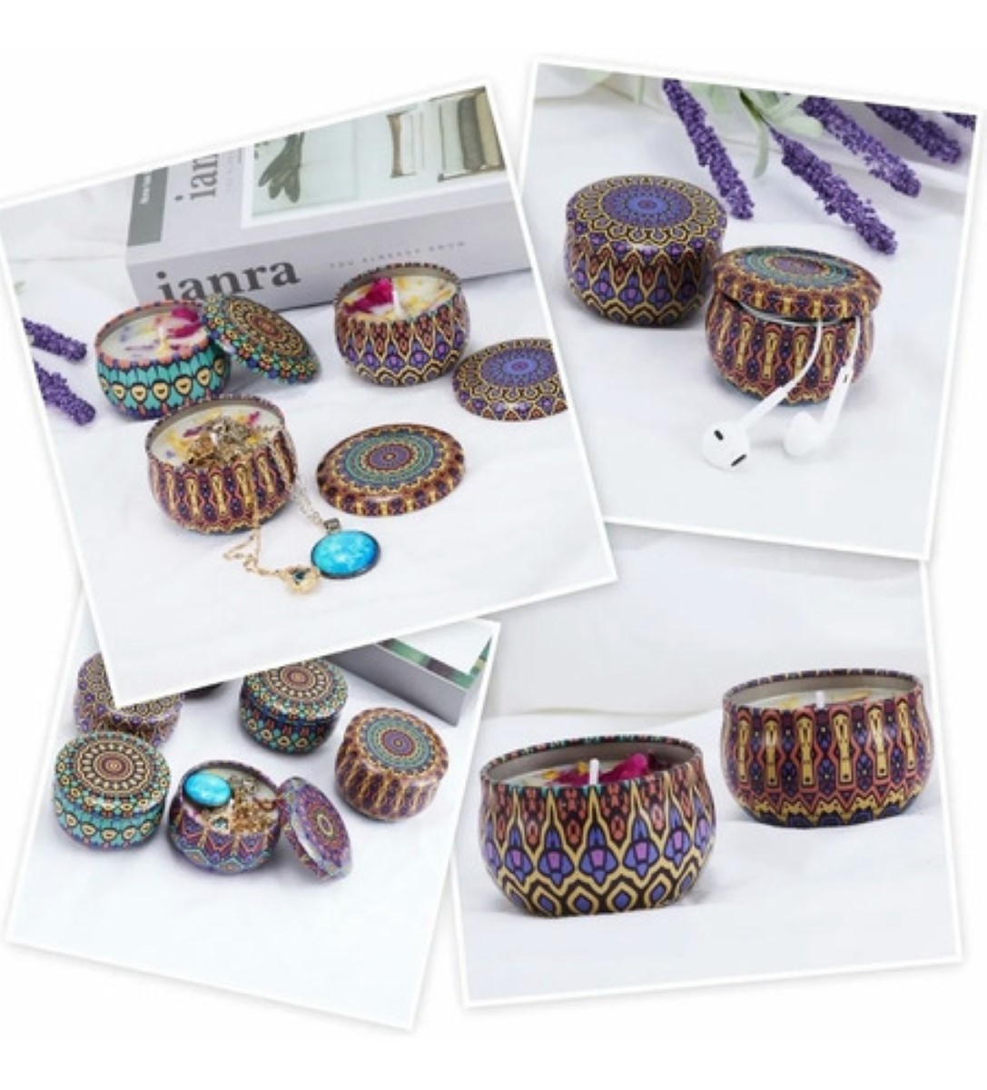 6 Piezas Velas Aromáticas De Cera De Soja Con Pétalos 