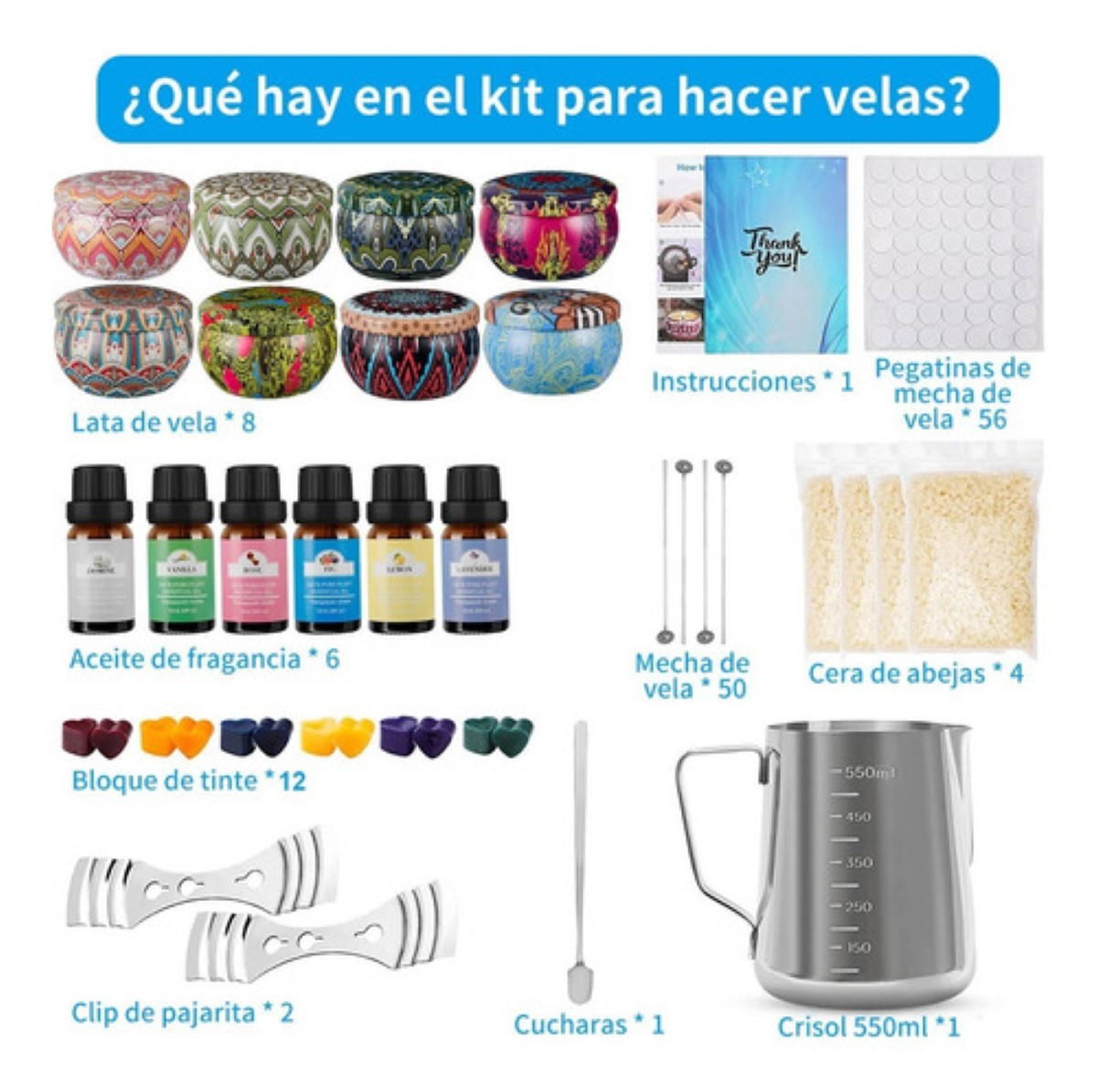 Kit Fabricación Velas Aromáticas De Bricolaje Diy