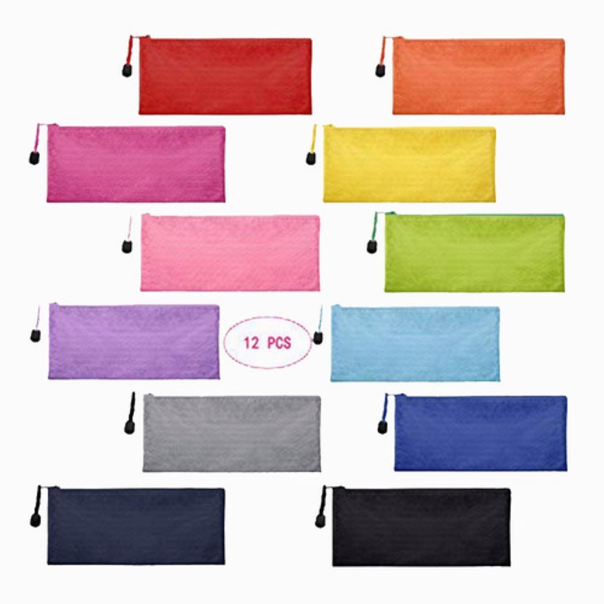 12 Lapiceras O Cosmetiqueras De Plastico Con Cierre Colores 