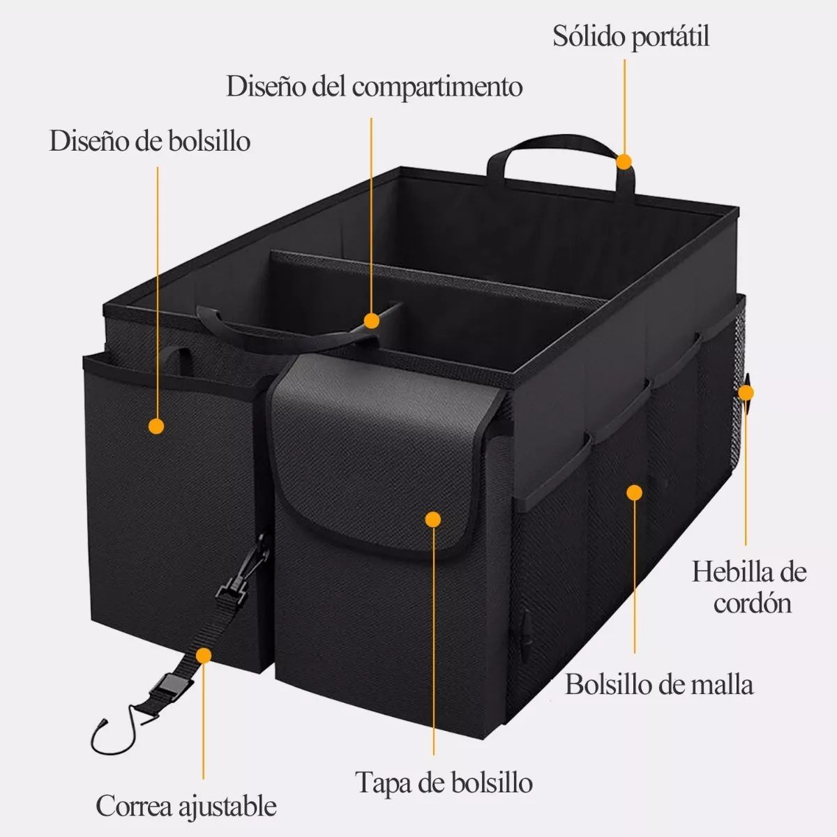Organizador de cajuela de auto plegable