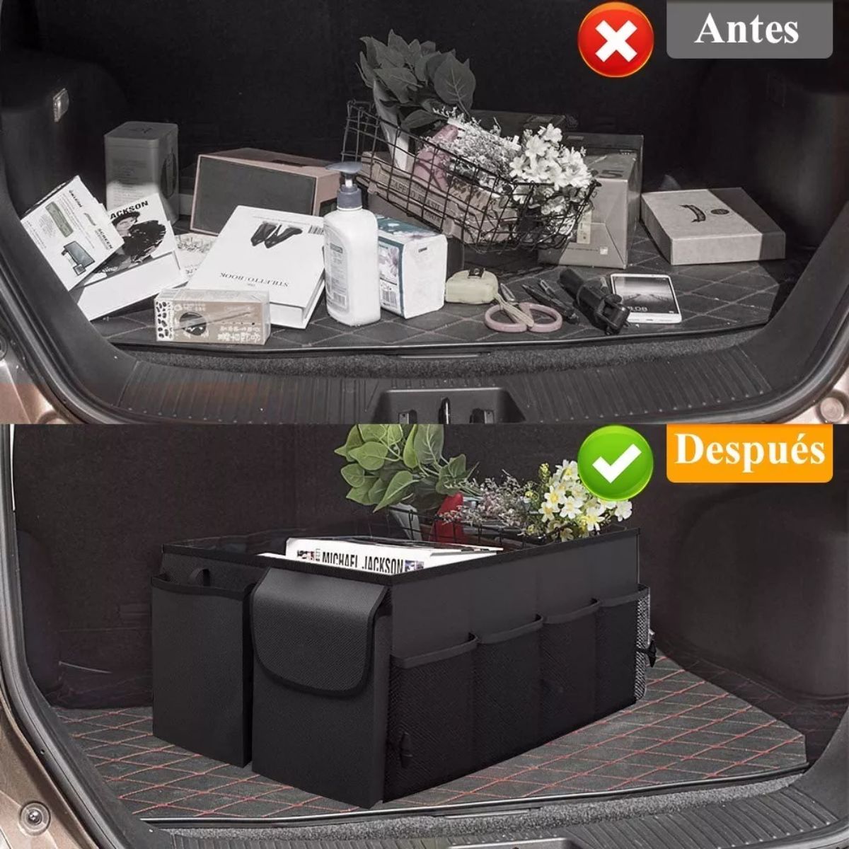 Organizador de cajuela de auto plegable
