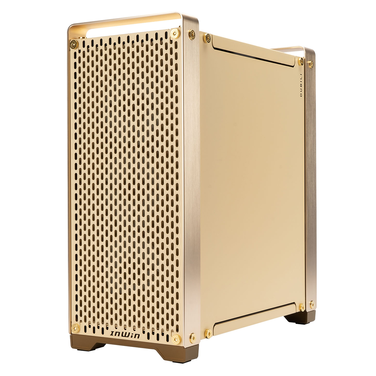 Gabinete Gamer IN WIN DUBILI GOLD E-ATX Full Torre 4 Fan Cristal Templado USB-C Dorado IW-CS-DUBILIMOD-GLD 